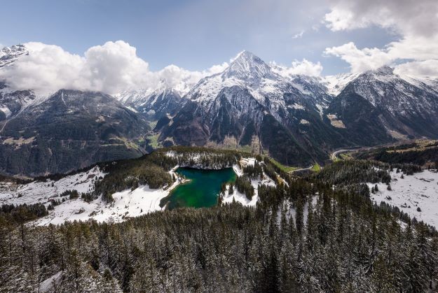 Image of the alps taken with a drone