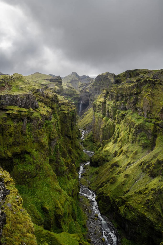 The Mulafoss Waterfall at the end of the Múlagljúfur Canyon