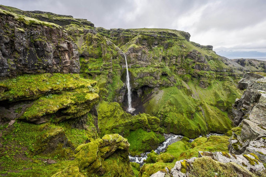 Hangandifoss waterfall in the Múlagljúfur