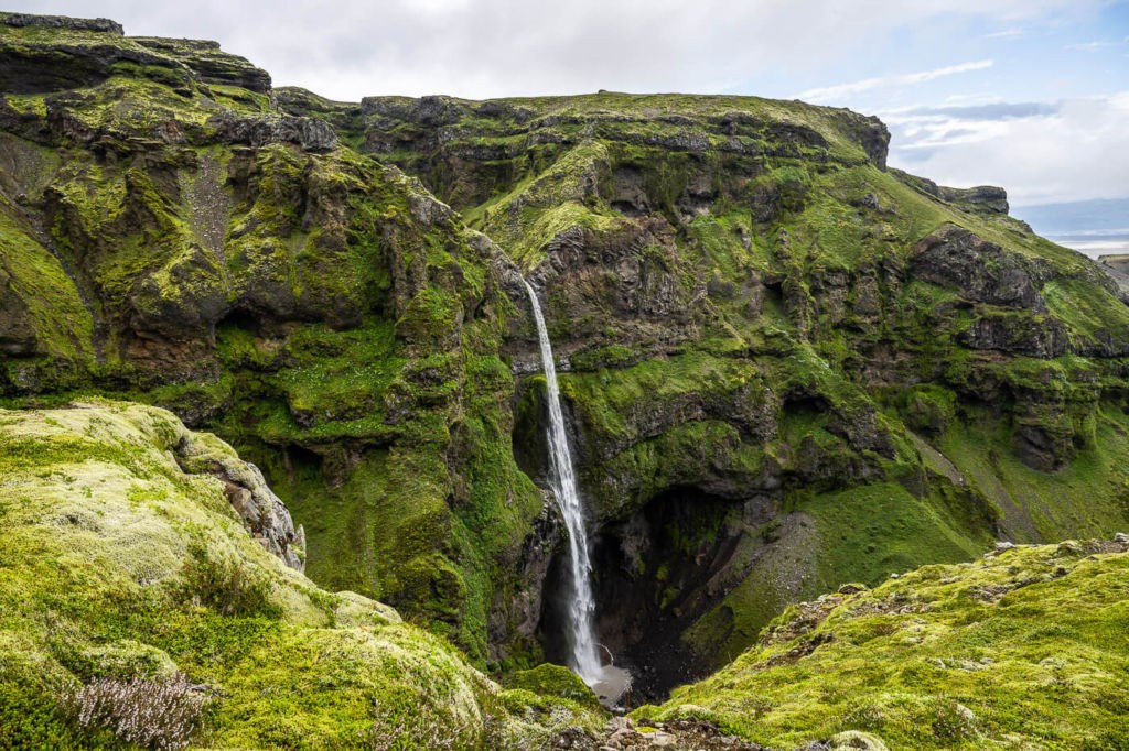 Hangandifoss waterfall in the Múlagljúfur canyon 