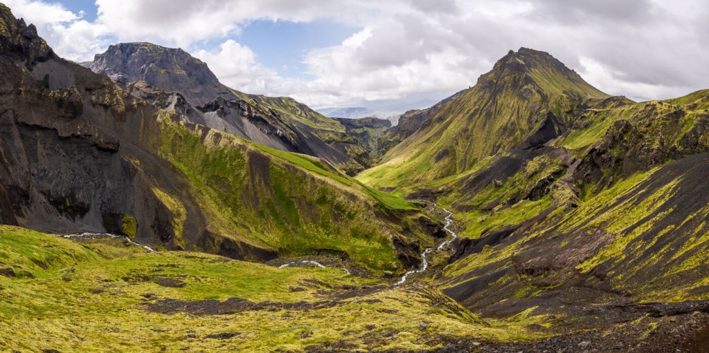 Green mountains in Iceland