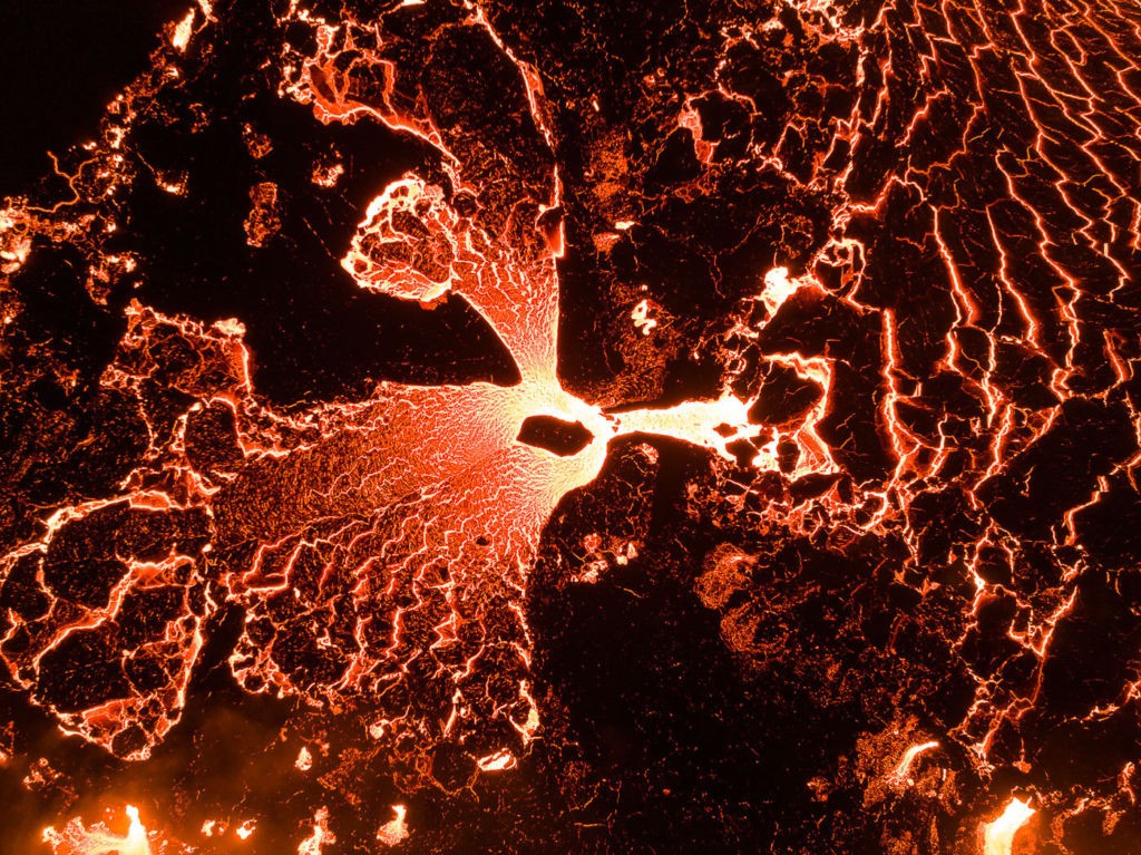 Aerial view of the lava in Meradalir