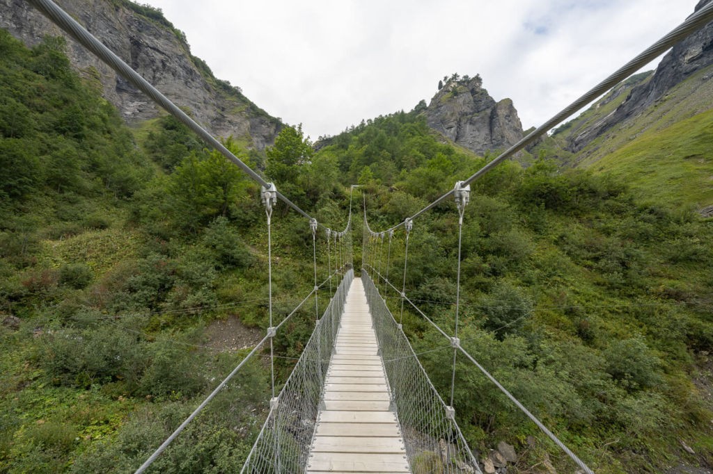 suspension bridge in the Swiss alps