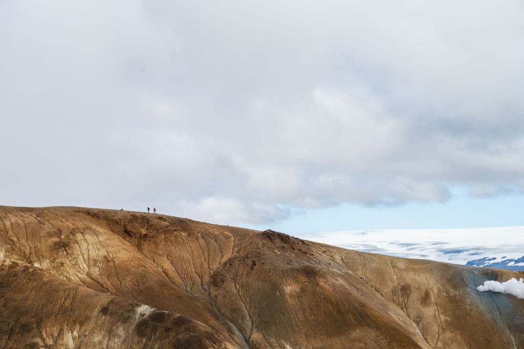 Hikers on The Hveradalir Hike in Kerlingafjoll, Iceland