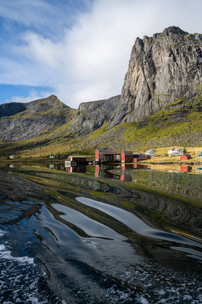 Kjerkfjord village houses from the boat