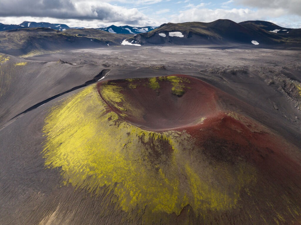 Rauðaskál - The Apple Crater with Hekla in the background.
