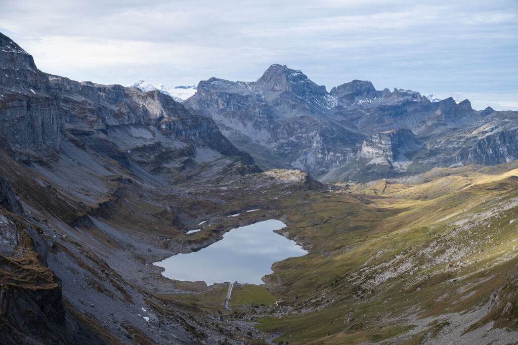 Glattalpsee, an alpine lake with calm waters