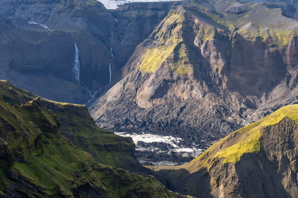 Waterfalls from Huldujökull.