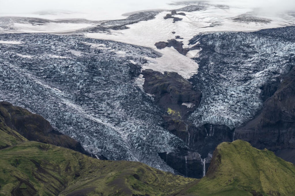 Glacier and crevasses in Thorsmork