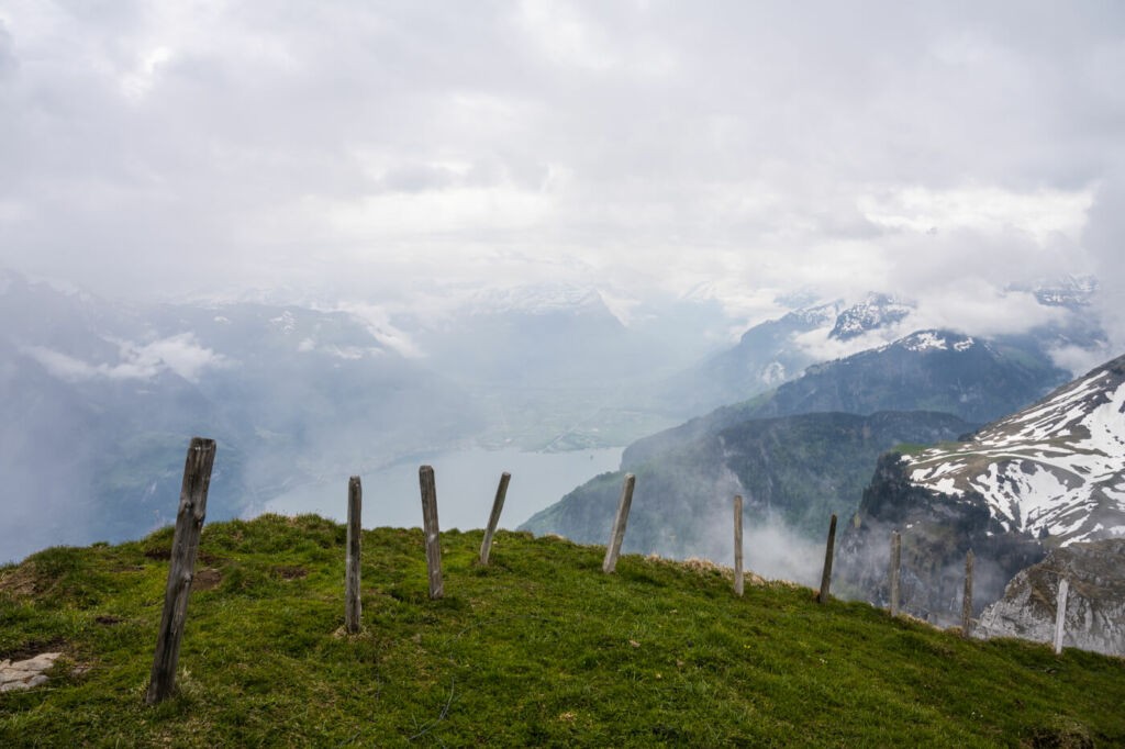 A fence protecting a cliff on top of the Niederbauen