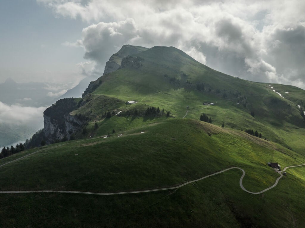 Mountain Landscape in Switzerland on a partially cloudy day