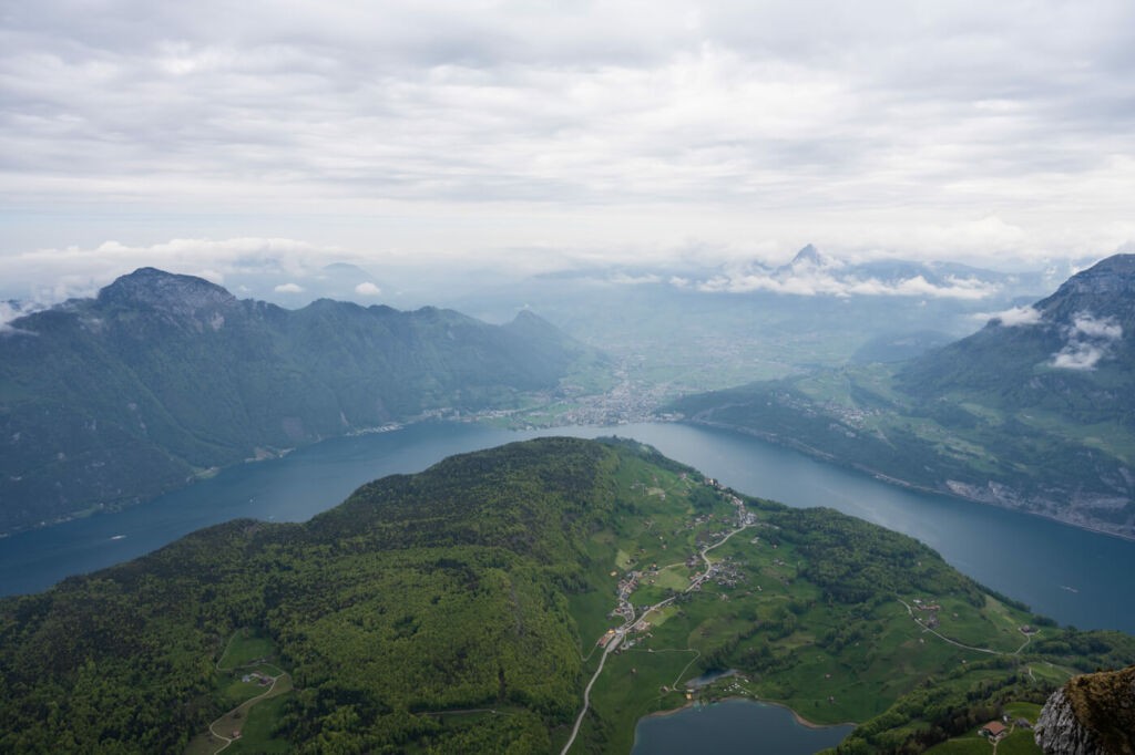 Lake Lucerne from the top of a nearby mountain, the Niederbauen-Kulm