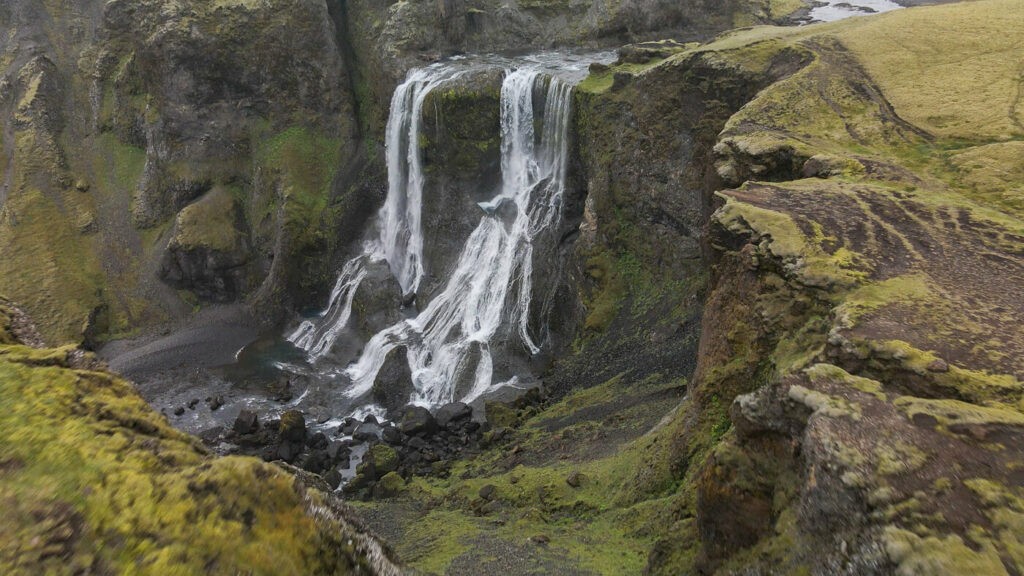Fagrifoss Icelandic waterfall in the highlands
