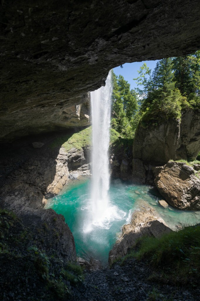 Waterfall in Switzerland you can walk behind