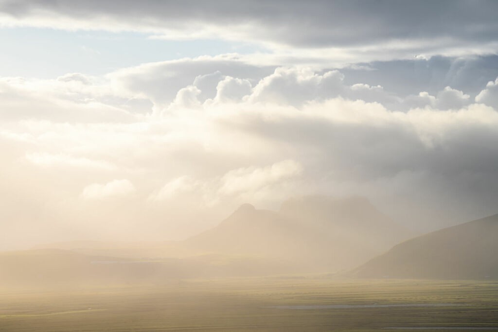 Epic light in Iceland, from the top of Reynisfjall, Near Vik.