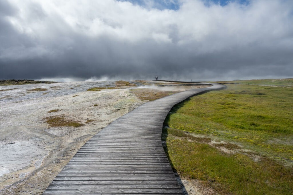 Boardwalk above a geothermal area
