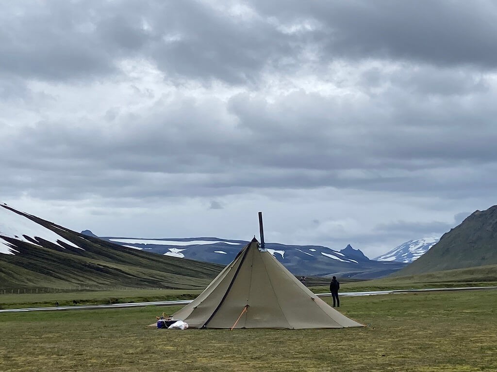 Tipi tent in Iceland in Landmannahellir.