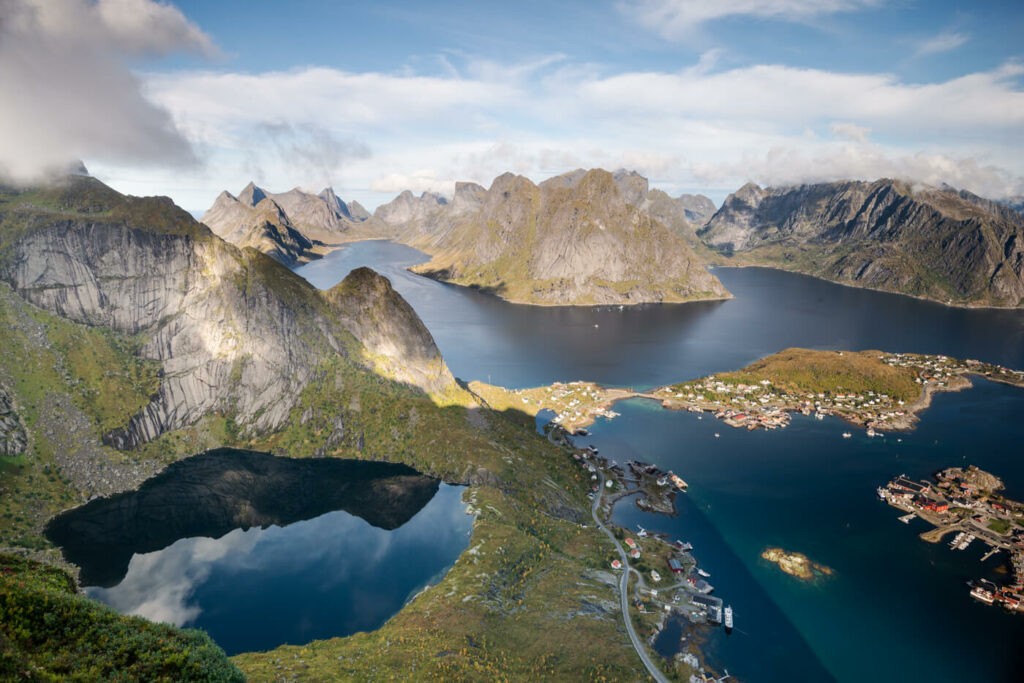 View from the top of reinebringen a stop to include when planning an itinerary to the lofoten