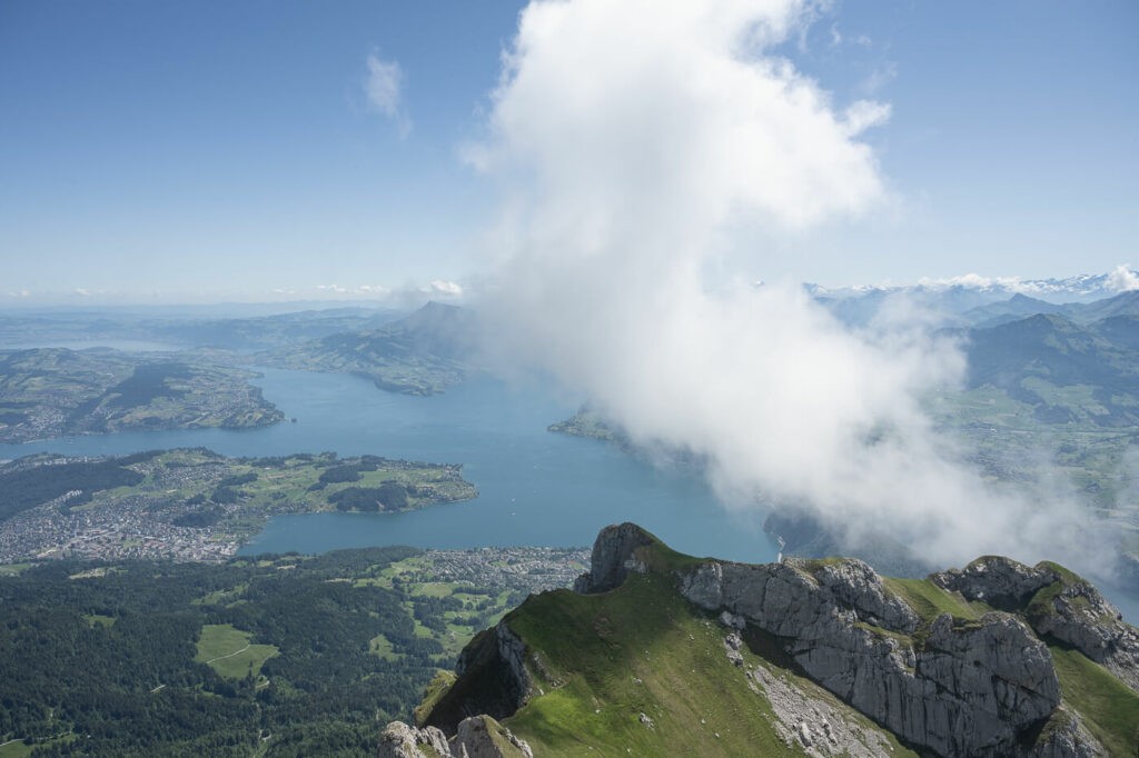 View from the summit of mount Pilatus on a hike from Lucerne.