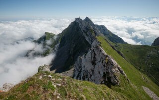 Mount Pilatus viewed from the summit of Mount Tomlishorn, rising above a sea of clouds