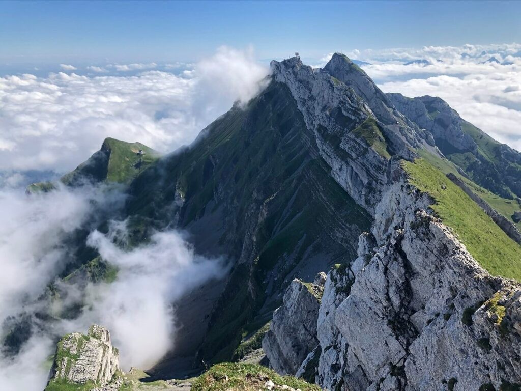 View of Mount Pilatus from the summit of the Tomlishorn during a hike