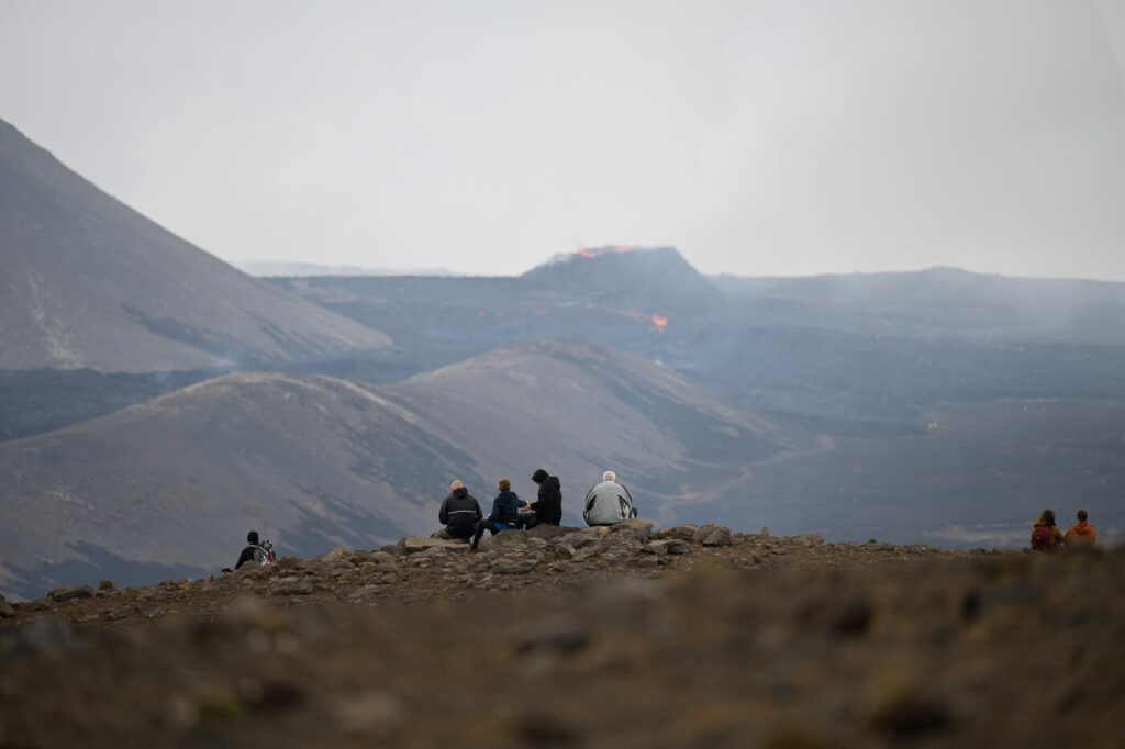 View from a Hill of the 2023 little Hrutur eruption