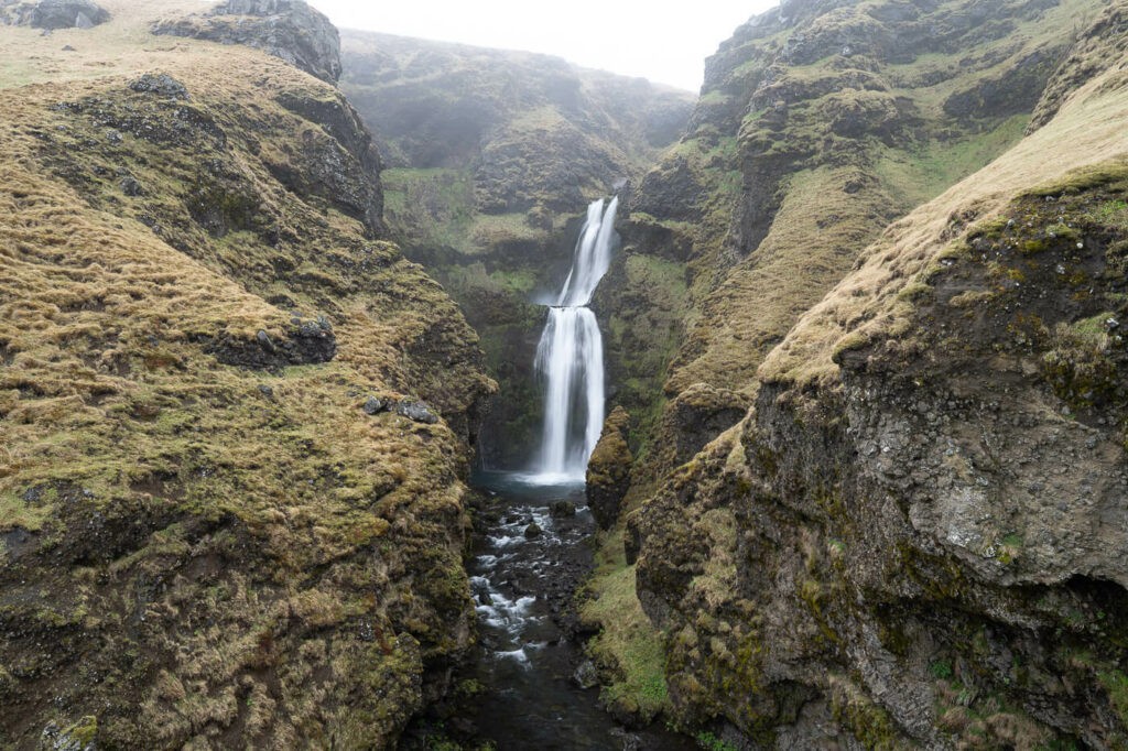 The upper part of Gluggafoss, a double waterfall in Iceland