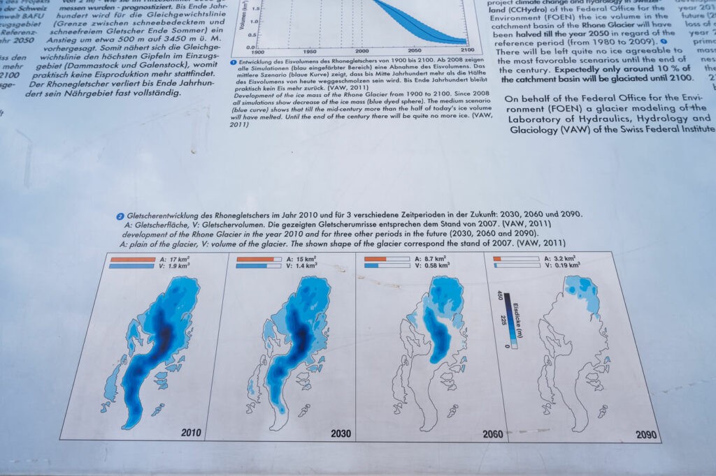 Forecasted progression of the Rhone Glacier ice melt