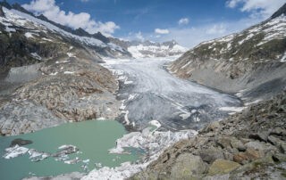 View of the Rhone Glacier during a hike ion the upper panoramic trail