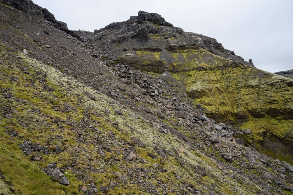 Steep. Scree section on the north side of mount Lómagnúpur