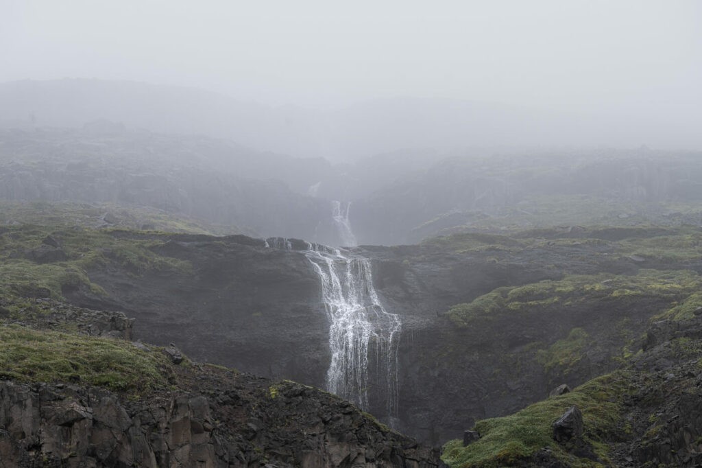 Waterfall in the fog 