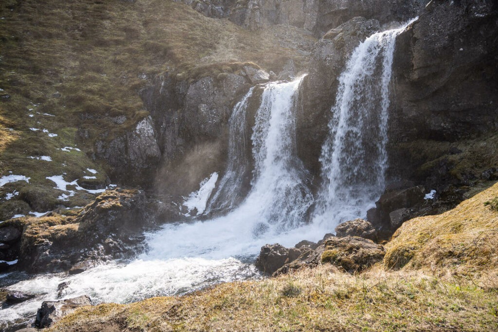 one of the many waterfalls up the Klifbrekkufossar hike