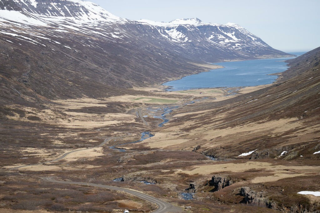 Mjóifjörður in east Iceland, view from the road