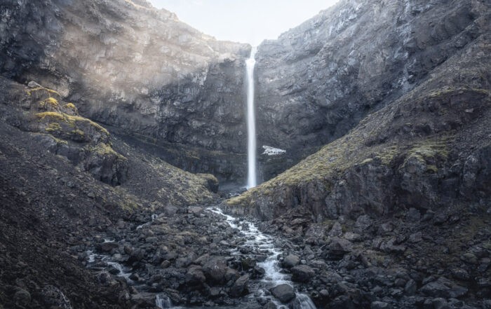 View of Flögufoss, a beautiful waterfall in East Iceland
