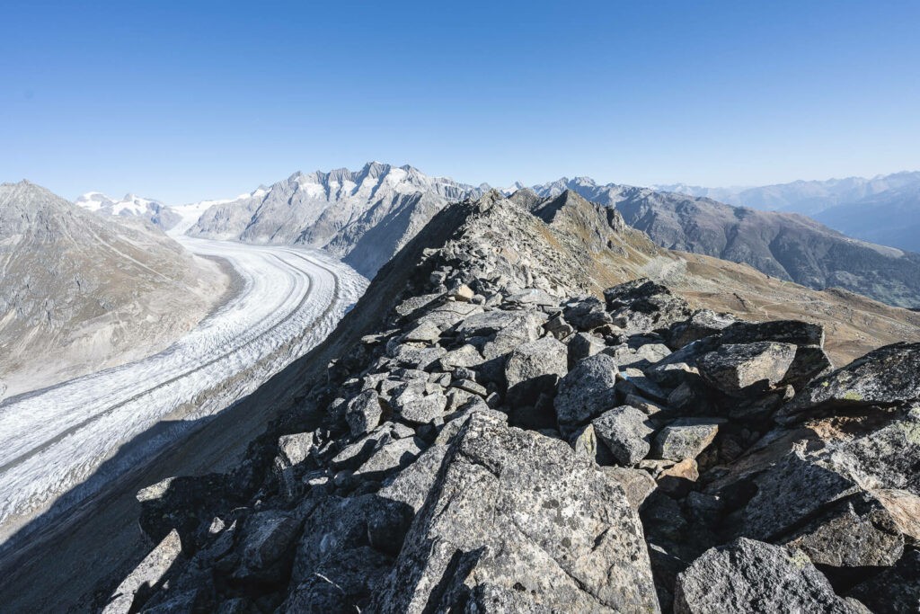 High altitude ridge trail in the Aletsch arena