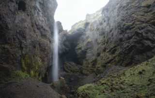 Remundarfoss, a waterfall in the Remundargull canyon which can be accessed only via a hike.