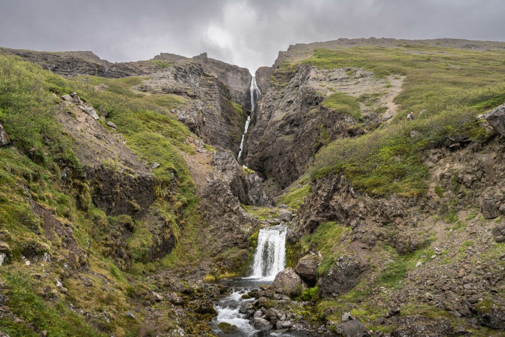 View of Valagil and another smaller waterfall.