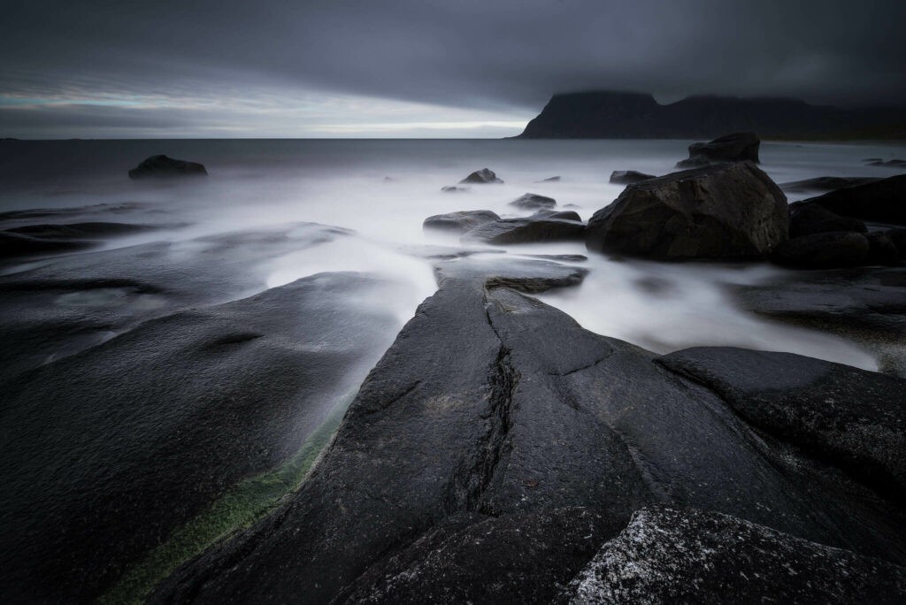 Dramatic view of the sea in a long exposure landscape photo