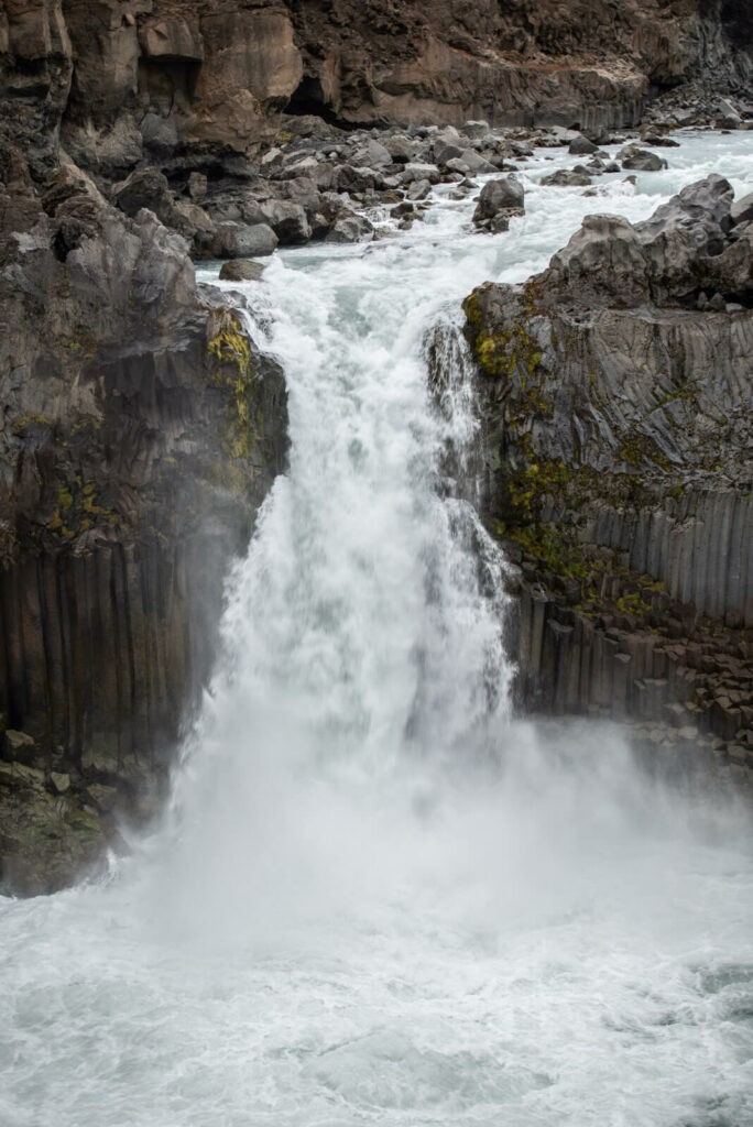 Powerful waterfall Aldeyjarfoss in the highlands of Iceland
